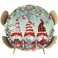 thumbnail image 1 of Turquoise Christmas Round Tablecloth, Fitted Table Cover with Elastic for 36"-44" Round Tables, Gnomes Xmas Tree Poinsettia Eucalyptus Table Cloth Outdoor Indoor Dinning Party Waterproof Tablecloths, 1 of 7