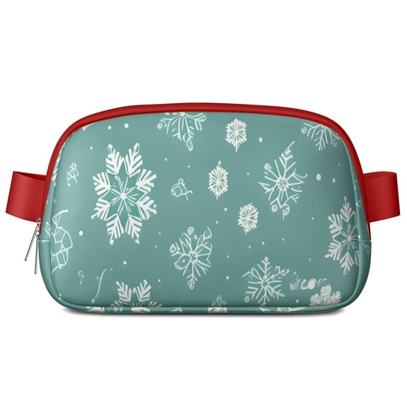 Turquoise Christmas Snowflake Pattern Cute Fanny Packs for Women,Travel Waterproof Crossbody Fanny Bags Waist Purse for Women Anti Theft Adjustable Strap for Running Travel Cycling