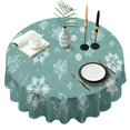 thumbnail image 1 of Turquoise Christmas Snowflake Pattern Round Tablecloth 60"x60",Wrinkle Wipeable Table Cloth for Kitchen Dining Room Picnic Patio Party, 1 of 6