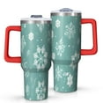 thumbnail image 1 of Turquoise Christmas Snowflake Pattern Tumbler with Handle and Lid,40oz Double Wall Vacuum Insulated Tumbler,Cups Gift for Women and Men, 1 of 7