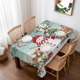 thumbnail image 1 of Turquoise Christmas Table Cloth Waterproof Tablecloths, Snowman Xmas Tree Elk Poinsettia Tablecloth Dining Table Cover for Kitchen Party Tabletop Outdoor, Rectangle Tablecloth 52x70 Inch, 1 of 9