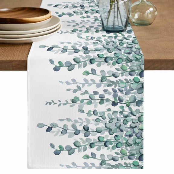 Turquoise Christmas Table Runner 60 Inches, Winter White Snowflakes Patterned Bed Runner Dresser Scarves Tabletop for Indoor Outdoor Parties/Ceremony/Banquet, 13" x 60"