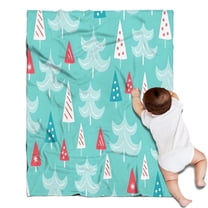 Turquoise Christmas Tree Pattern Blanket,Comfortable Soft Flannel Throw Blanket,All Season,Warm Lightweight Blankets for Sofa Bed Couch Living Room Chair,30"x40"
