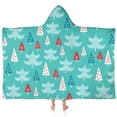 thumbnail image 1 of Turquoise Christmas Tree Pattern Hooded Bath Towel，60"x35" for Ages 3 To 12 Kids, Quick Dry Lightweight Soft Microfiber Hood Beach Towel Cover Up for Kids, 1 of 7