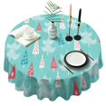 thumbnail image 1 of Turquoise Christmas Tree Pattern Round Tablecloth 60"x60",Wrinkle Wipeable Table Cloth for Kitchen Dining Room Picnic Patio Party, 1 of 6