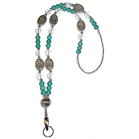 Turquoise Chunky Style Fashion Women's Beaded Lanyard 34", Breakaway and Non Breakaway Available, for Keys, Badge Holder