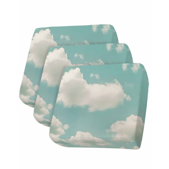 Turquoise Cloudy Sky Sofa Couch Cushion Covers Washable, Removable Stretchable Sectional Couch Covers, Modern Clouds Nature Scenery Slipcovers for L & T Shape Sofa Furniture Protector S Size 3 pcs