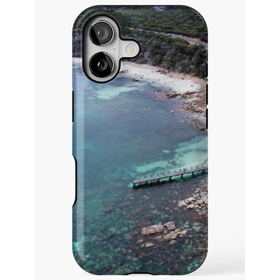 Turquoise Coastal Cove and Pier Tough Case for Select Apple iPhone Models, Polycarbonate and TPU