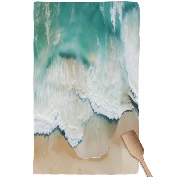 Turquoise Coastal Kitchen Towel Dish Cloths Set of 1, Microfiber Soft Kitchen Hand Towels, Nautical Summer Beach Seaside Absorbent Quick Drying Dishcloths 18 x 28 Inches