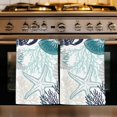 thumbnail image 1 of Turquoise Coastal Kitchen Towels Set of 3, Grey Navy Blue Coral Starfish Nautical Absorbent Dish Towels for Kitchen, Microfiber Hand Towel, Quick Drying Tea Towel for Cleaning Decorative Dishcloths, 1 of 7