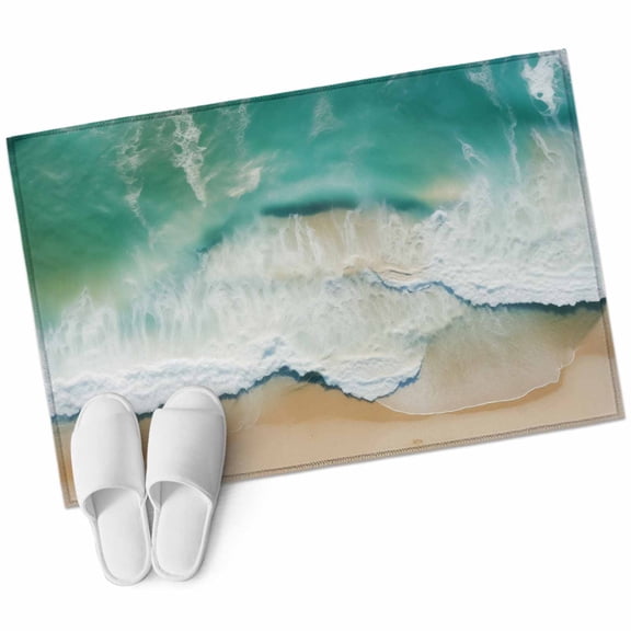 Turquoise Coastal Large Area Rugs for Bedroom Living Room, Soft Non Slip Carpet Bedside Rug, Nautical Summer Beach Seaside Rectangular Floor Cover Kitchen Accent Rug 2'x3' for Dining Room/Office