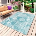 thumbnail image 1 of Turquoise Coastal Outdoor Rug 3x5 Ft, Non Slip Washable Area Rug, Nautical Starfish Coral Jellyfish Shell Sea Patio Rugs Carpet Runner, Large Floor Mat for Indoor/Outdoor Deck Porch Camping, 1 of 8