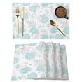 thumbnail image 1 of Turquoise Coastal Placemats Set of 8 Summer Beach Ocean Coral Conch Shell Place Mats Indoor Wipeable Table Mats Washable Cloth Dining Table Placemats for Kitchen Holiday Party Home Decor 13x19 Inch, 1 of 9