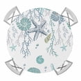 thumbnail image 1 of Turquoise Coastal Round Fitted Tablecloth with Elastic Edge, Waterproof Table Cloth Table Cover for 45"-54" Tables, Summer Beach Coral Shell Starfish Ocean Tablecloths for Dining Picnic Outdoor, 1 of 9