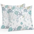 thumbnail image 1 of Turquoise Coastal Throw Pillow Covers 26x26 Inch Set of 2, Summer Beach Coral Shell Starfish Ocean Waterproof Outdoor Pillow Covers, Decorative Cushion Pillowcases for Couch, Sofa, Bed, Garden, Patio, 1 of 9