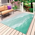 thumbnail image 1 of Turquoise Coastal Wave Outdoor Rug for Patio/Deck/Porch, Non-Slip Large Area Rug 5 x 7 Ft, Summer Modern Ocean Beach Indoor Outdoor Rugs Washable Area Rugs, Reversible Camping Rug Carpet Runner, 1 of 8