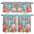thumbnail image 1 of Turquoise Coastal Welcome Kitchen Curtains Sets for Windows 24 Inch Length, Ocean Shell Red Coral Rod Pocket Window Treatments Tier Curtains and Valances Set for Bedroom/Bathroom, 1 of 8