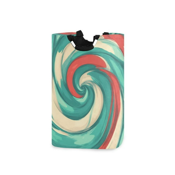 Turquoise Color Candy Spiral Laundry Basket with Handles 50L Collapsible Laundry Hamper for Bathroom Bedroom Laundry Room