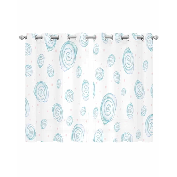 Turquoise Conch Coastal Sheer Curtains 45 Inch Length 2 Panels Set for Living Room/Bedroom, Nautical Summer Beach Ocean Sea Kitchen Curtains Grommet Semi-Sheer Curtains Window Treatments 42"x45"x2