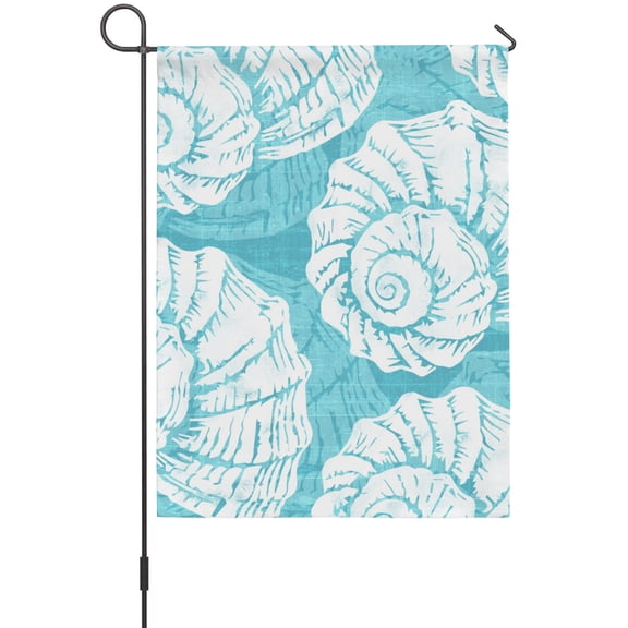 Turquoise Conch Garden Flag 12 x 18 Inches, Coastal Summer Ocean Beach Nautical Modern Weather Proof Outdoor Patio Flags Double Sided Small Garden Decoration for Yard Outside Home