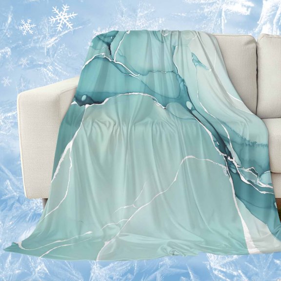 Turquoise Cooling Blanket, Lightweight Breathable Summer Throw Blanket with Double Sided Cold Effect,Modern Marble Ink Painting Abstract Art Picnic Beach Blankets Bed Sheet for Hot Sleepers 30"x40"