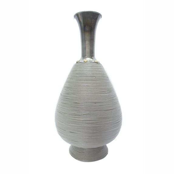 Turquoise Copper and Bronze Bamboo Metal Bamboo Vase