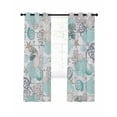 thumbnail image 1 of Turquoise Coral Conch Blackout Curtains for Bedroom Living Room, Starfish Turtle Shell Wood Grain 54 In Long Thermal Insulated Room Darkening Drapes Grommet Window Treatments, 52 x 54 In, 1 of 9