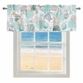 thumbnail image 1 of Turquoise Coral Conch Window Valance for Kitchen, Starfish Turtle Shell Wood Grain Rod Pocket Short Curtain for Small Windows, Light Filtering Decorative Valance, 56 x 16 Inch, 1 Panel, 1 of 9