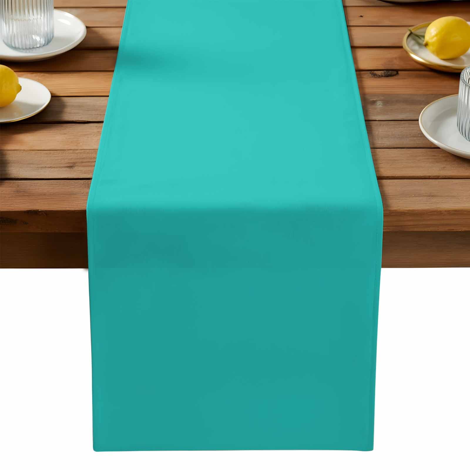 Turquoise Cotton Linen Table Runner for Dining Kitchen, Modern Pure Turquoise Wedding Outdoor Party Tablerunners Decoration, Dresser Scarf Coffee Tablecloth Runners 13x108 Inches