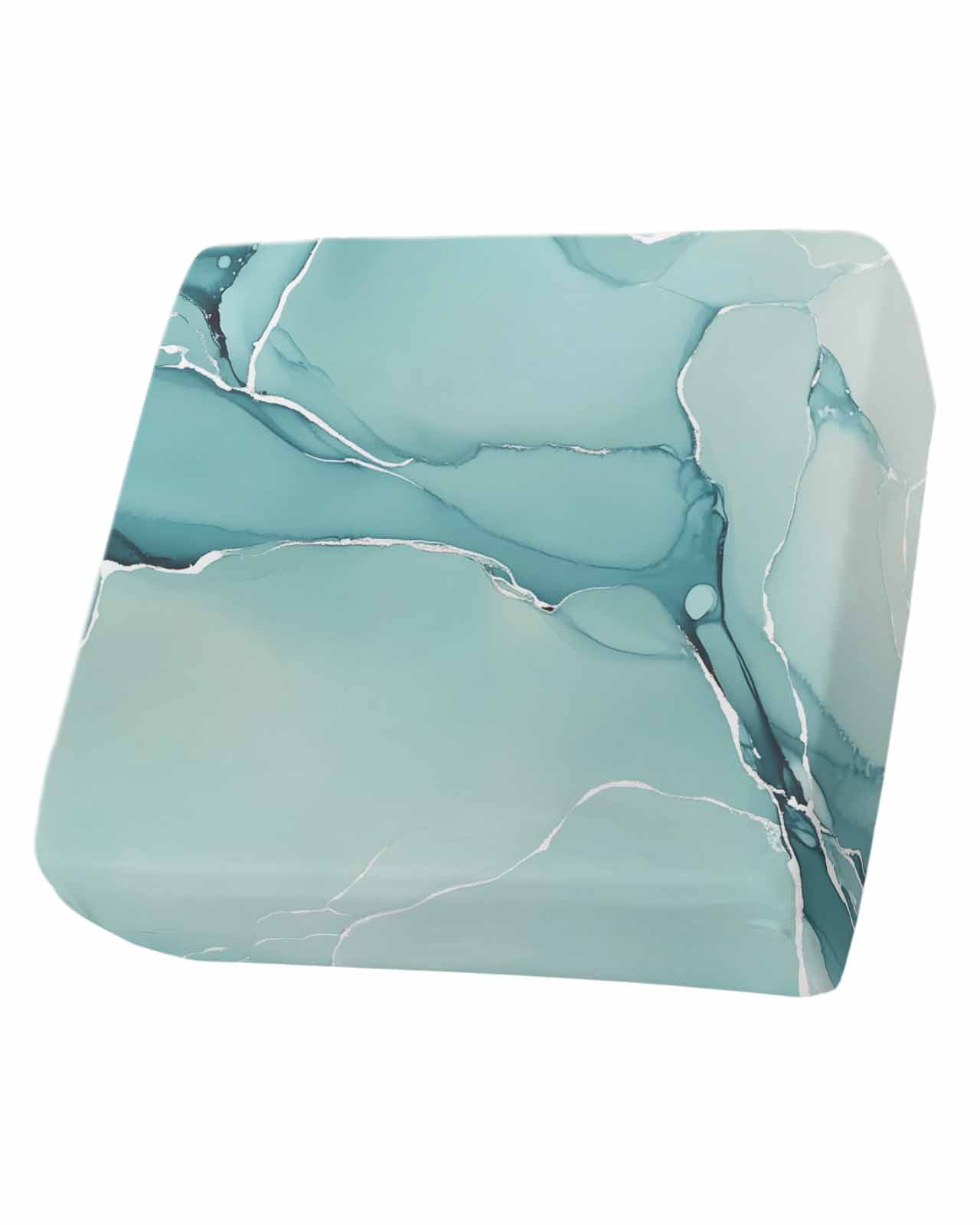 Turquoise Couch Cushion Covers,Stretch Seat Cushion Covers for Sectional Sofa,Modern Marble Ink Painting Abstract Art Individual Sofa&nbsp;Slipcovers Furniture Protector with Elastic&Straps 1Pcs,S
