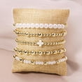 thumbnail image 1 of Turquoise Cross Pearl Beaded Elastic Bracelet Set 5 Piece for Women, 1 of 4