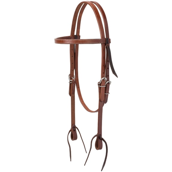 Turquoise Cross Skirting Leather Browband Headstall, Full Color: Medium Brown