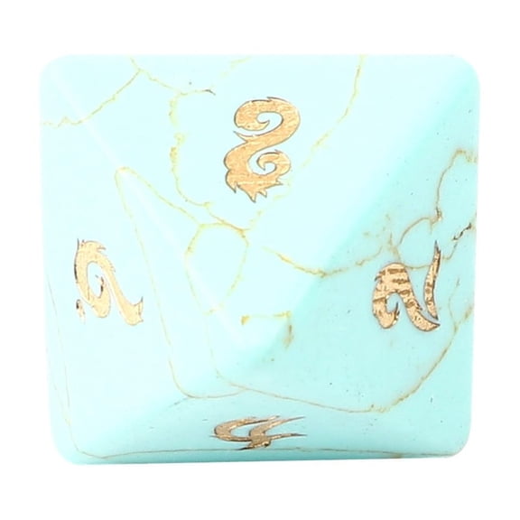 Turquoise Crystal Dice Hand-Carved Gemstone Dice D4 D6 D8 D10 D12 D20 Percentile or 7PCS Polyhedral Set for DND & Tabletop RPG(D8Face)