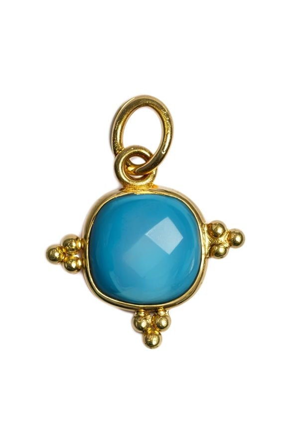 Turquoise Cushion Gemstone Pendant, Chakra Healing Jewelry, Handmade Boho Gift For Her