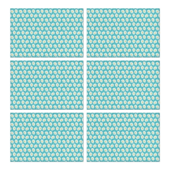 Turquoise Daisy Flower Floral Pattern Summer Placemats Table Placemats Set Of 6-Linen Kitchen Washable Placemats Table Mats 11.8"x17.7" Non-Slip Heat Resistant