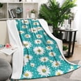 thumbnail image 1 of Turquoise Daisy Flower Pattern Blanket,Comfortable Soft Flannel Throw Blanket,All Season,Warm Lightweight Blankets for Sofa Bed Couch Living Room Chair,50"x60", 1 of 4