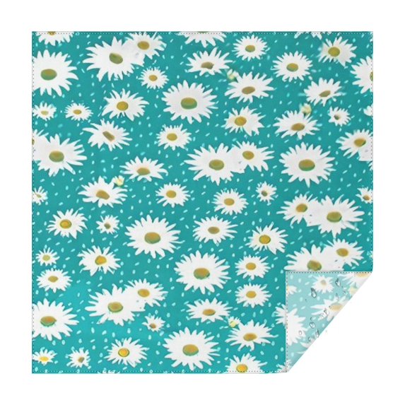 Turquoise Daisy Flower Pattern Square Tablecloth,Waterproof Square Table Cover,Wipeable Spillproof Washable Table Cover for Home Kitchen Party Decor 42"X42"(107x107cm)