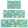 thumbnail image 1 of Turquoise Daisy Flower Yellow Centers Pattern Kitchen Rugs Sets Of 3,Kitchen Runner Rugs Non Skid Washable,Decorative Kitchen Floor Mats for Kitchen,Sink,Laundry,17"x30"+ 17"x47" + 17"x59", 1 of 6