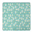 thumbnail image 1 of Turquoise Daisy Flower Yellow Centers Pattern Square Fitted Tablecloth with Elastic Edge,Square Table Cover,Washable Elastic Table Cover for Home Kitchen Party Decor 34"x34", 1 of 6