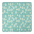 thumbnail image 1 of Turquoise Daisy Flower Yellow Centers Pattern Square Fitted Tablecloth with Elastic Edge,Square Table Cover,Washable Elastic Table Cover for Home Kitchen Party Decor 36"x36", 1 of 6
