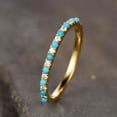 thumbnail image 1 of Turquoise & Diamond Full Micro Pavé 14K Solid Gold Eternity Band Ring Real Turquoise Diamonds Stackable Dainty Stacking Band Stack Ring, 1 of 3