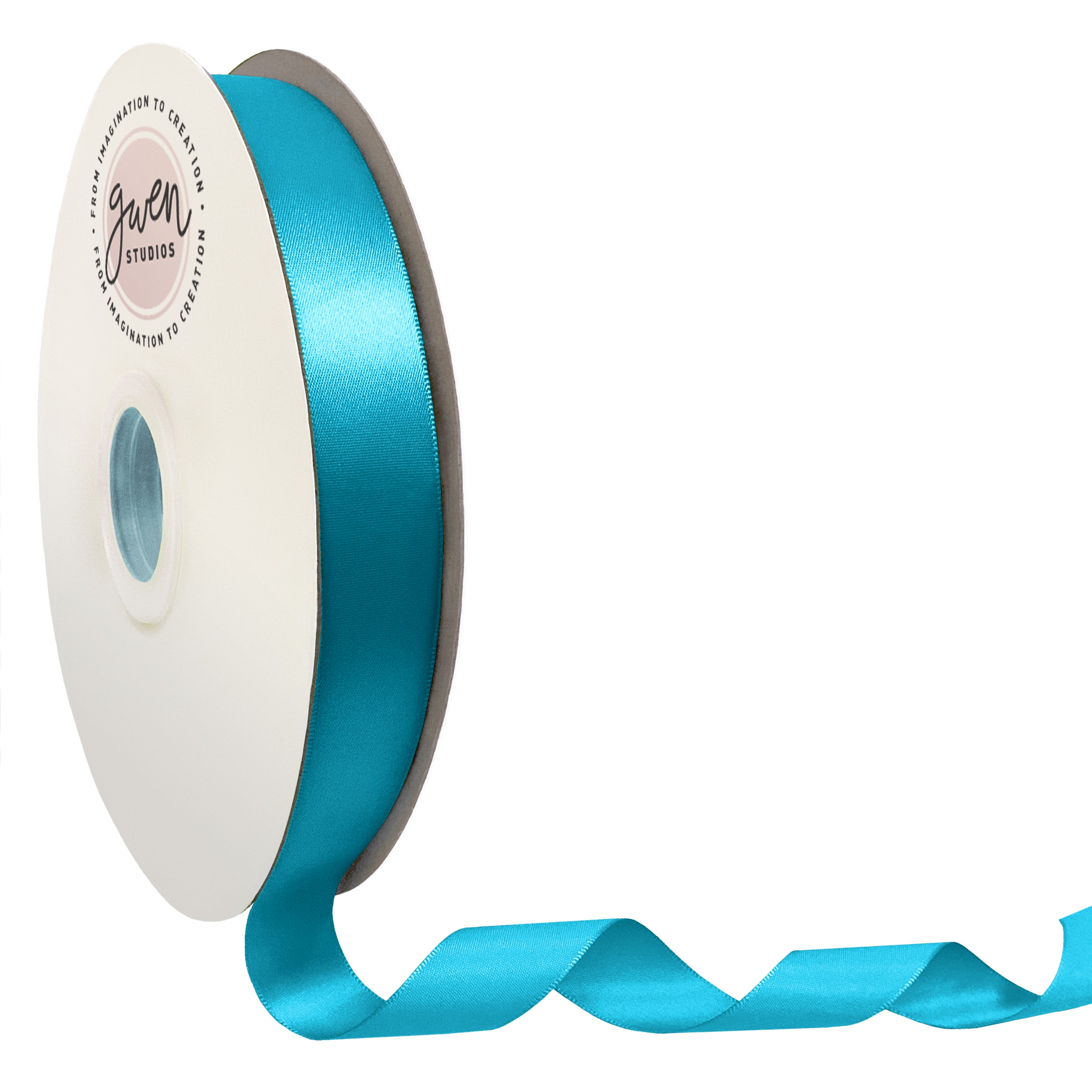 Turquoise Double Faced Satin Ribbon for Crafts, 7/8" x 100 Yards by Gwen Studios