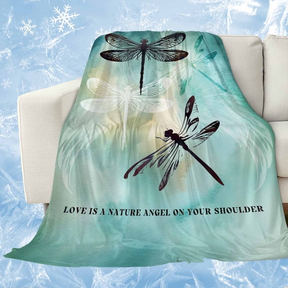 Turquoise Dragonfly Cooling Blanket, Lightweight Breathable Summer Throw Blanket with Double Sided Cold Effect,Country Gradient Black Animals Picnic Beach Blankets Bed Sheet for Hot Sleepers 30"x40"