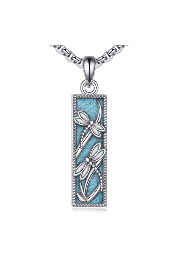Turquoise Dragonfly Necklace 925 Sterling Silver Turquoise Necklace Dragonfly Jewelry for Women Men