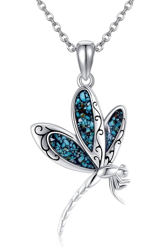 Turquoise Dragonfly Necklace Sterling Silver Dragonfly Pendant Turquoise Jewelry for Women Mom