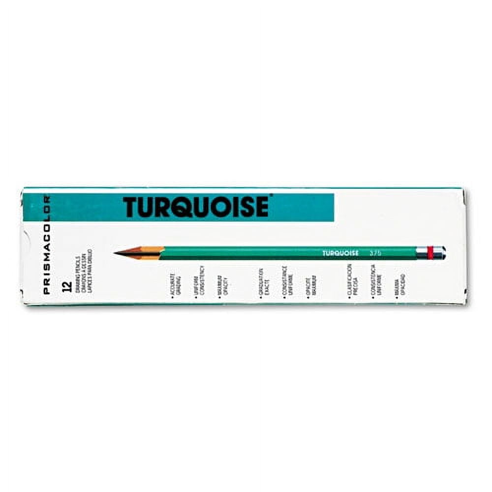Turquoise Drawing Pencil, 2 mm, 4B, Black Lead, Turquoise Barrel, Dozen,