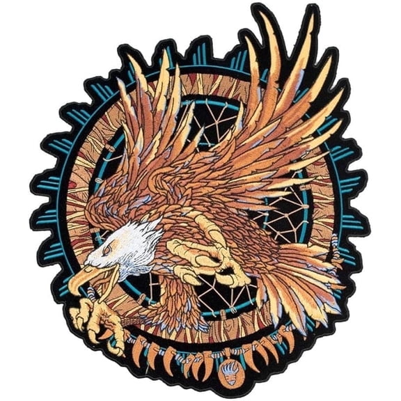 Turquoise Dream Catcher & Bald Eagle Patch, Large Size, Unisex
