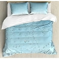 thumbnail image 1 of Turquoise Duvet Cover Set Queen Size, Heart Shape Rain Droplets on Crystal Clear Window Glass Pure Love Valentines Romantic, Decorative 3 Piece Bedding Set with 2 Pillow Shams, Blue, by Ambesonne, 1 of 3