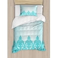 thumbnail image 1 of Turquoise Duvet Cover Set, Retro Style Medieval European Victorian Gradient Royal Pale Patterns Art Print, Decorative 2 Piece Bedding Set with 1 Pillow Shams, Twin Size, Blue, by Ambesonne, 1 of 3