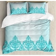 thumbnail image 1 of Turquoise Duvet Cover Set, Retro Style Medieval European Victorian Gradient Royal Pale Patterns Art Print, Decorative 3 Piece Bedding Set with 2 Pillow Shams, Queen Size, Blue, by Ambesonne, 1 of 3